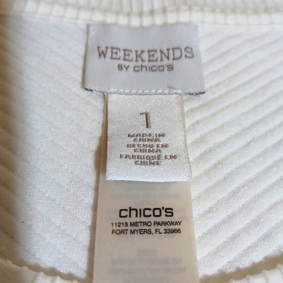 Weekends by Chico's Sz 1 (M) Textured Long Sleeve Tee - Picture 5 of 8